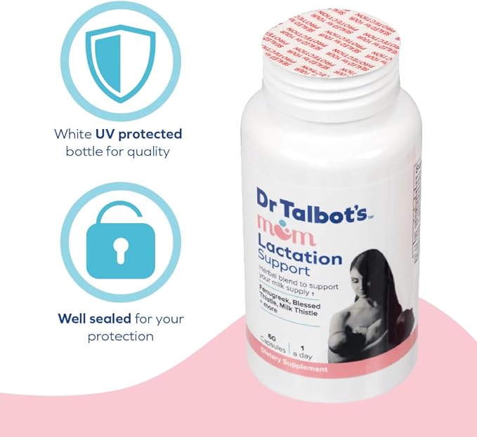 Dr. Talbot's Mom Probiotic Lactation Support Supplement - Herbal Blend of Fenugreek, Blessed Thistle, Milk Thistle, and More - 60 Capsules
