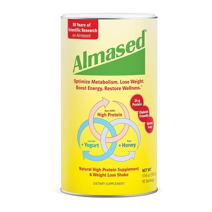 Almased Meal Replacement Shake - Low-Glycemic High Plant Base Protein Powder- Nutritional Weight Health Support Supplement - Original Flavor - 17.6 oz