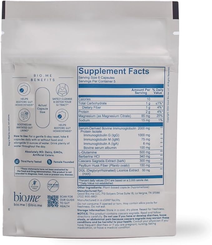 Gut Remedy Capsules (1 Monthly Cleanse) Gut Cleanse with Magnesium Citrate, Berberine, Immunolin, L-Glutamine - 5 Day Cleanse & Reset Digestive System, Remove Waste, Rebalance Gut Microbiome