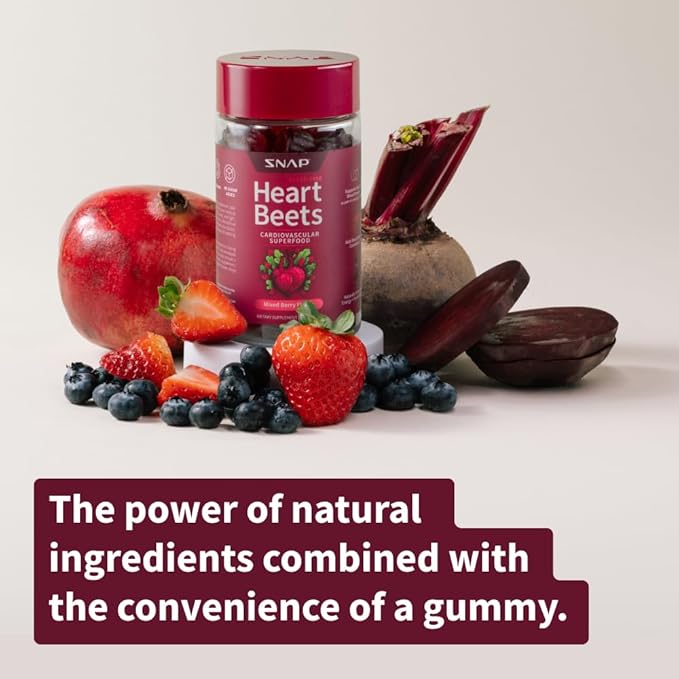 Snap Supplements Heart Beet Gummies, Blood Flow and Blood Circulation Supplements, Heart Health Supplements, 60 Count