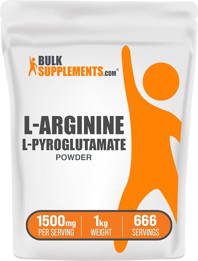 BulkSupplements.com L-Arginine L-Pyroglutamate Powder - Arginine Supplement, Nitric Oxide Supplement, Arginine Powder - Gluten Free, 1500mg per Serving, 1kg (2.2 lbs) (Pack of 1)
