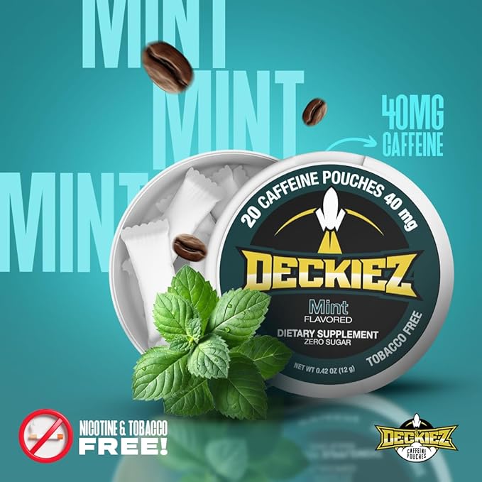 Caffeine Pouches, 5 Cans (100 Pouches), Pre Workout Pouches, Coffee Pouches & Energy Drink Alternative, 40mg Caffeine per Pouch, Sugar Free Caffeine Supplement, Mint Flavor