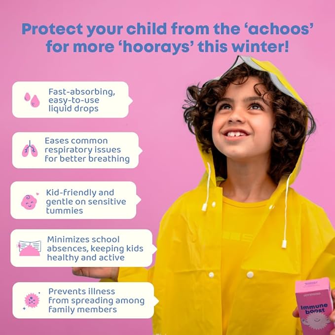 JoySpring Immune Drops - Kids’ Immunity Support Supplement (1 fl oz, 30 Servings) with Organic Elderberry Liquid, Echinacea, Oregon Grape Root & Orange Peel for Ages 2-16+ Years and Adults.