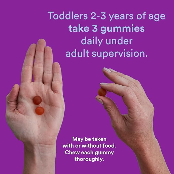 SmartyPants Toddler Multivitamin Gummies: Omega 3 Fish Oil (EPA/DHA), Vitamin D3, C, Vitamin B12, B6, Vitamin A, K & Zinc, Beta Carotene, Gluten Free, Three Fruit Flavors, 70 Count (23 Day Supply)