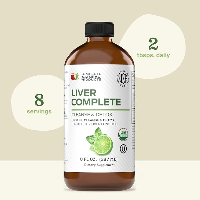 Liver Complete 8oz - Organic Liquid Liver Cleanse & Detox Supplement for High Enzymes, Fatty Liver, & Liver Support