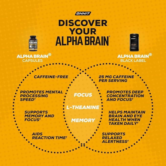 ONNIT Alpha Brain Nootropic Brain Supplement for Men & Women | Memory, Mental Clarity & Cognitive Improvement | Focus Capsules with L-Theanine, Vitamin B6 & Phosphatidylserine (30 Count)