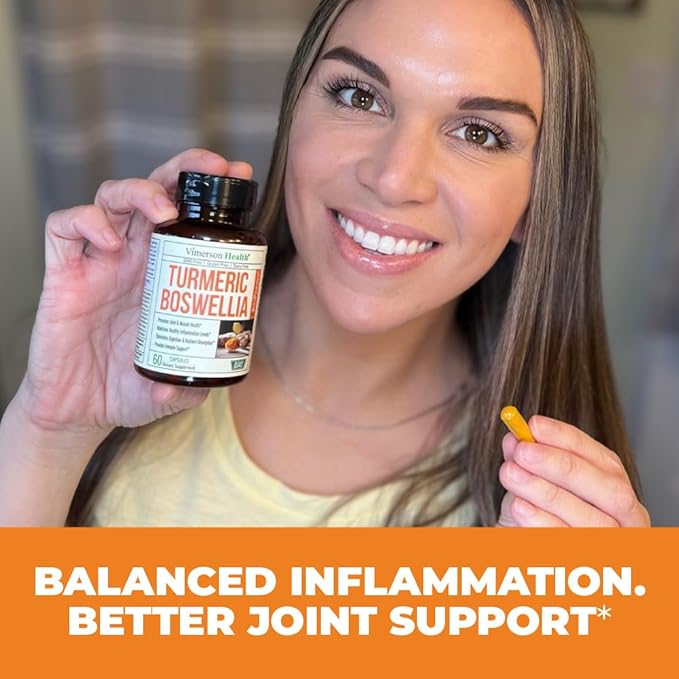 Turmeric Supplement with 65% Boswellia Extract Capsules - Turmeric Curcumin Supplement 95% Curcuminoids - Boswellia Serrata, Black Pepper, Organic Turmeric and Ginger Root Capsules - 60 Tumeric Caps