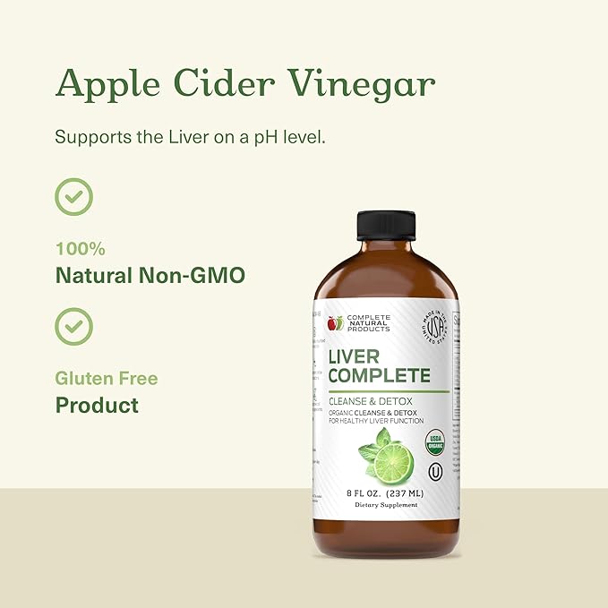 Liver Complete 8oz - Organic Liquid Liver Cleanse & Detox Supplement for High Enzymes, Fatty Liver, & Liver Support