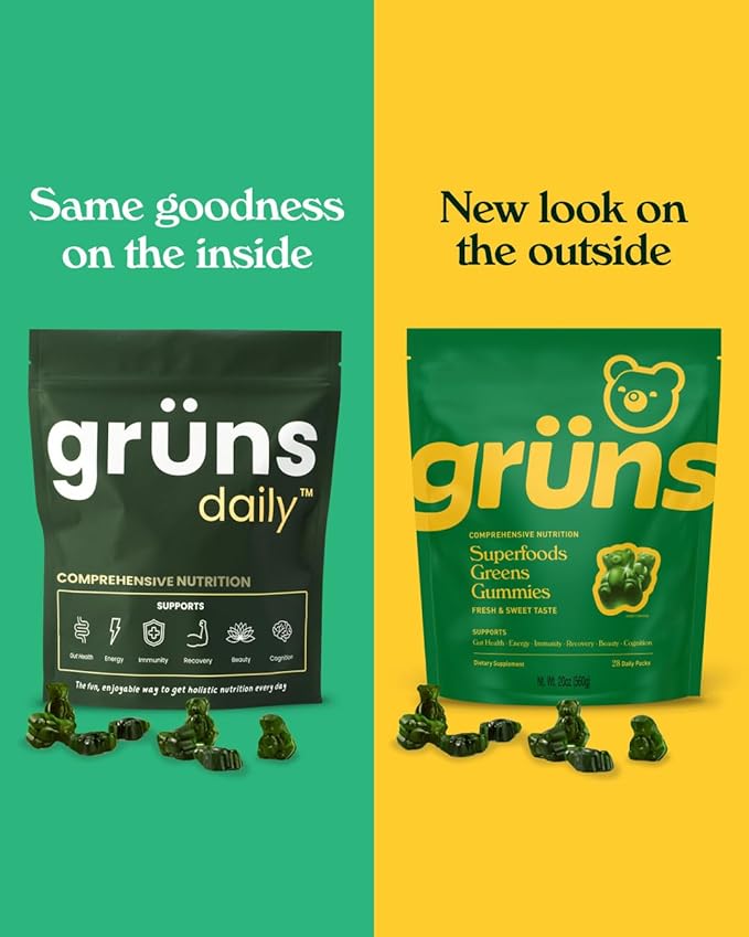 Daily Super Greens Gummies: Organic Spirulina and Chlorella, Prebiotics for Digestive & Gut Health, 20+ Vitamins and Minerals, Adaptogens & 60+ Organic Ingredients, 28 Day (224 Count)