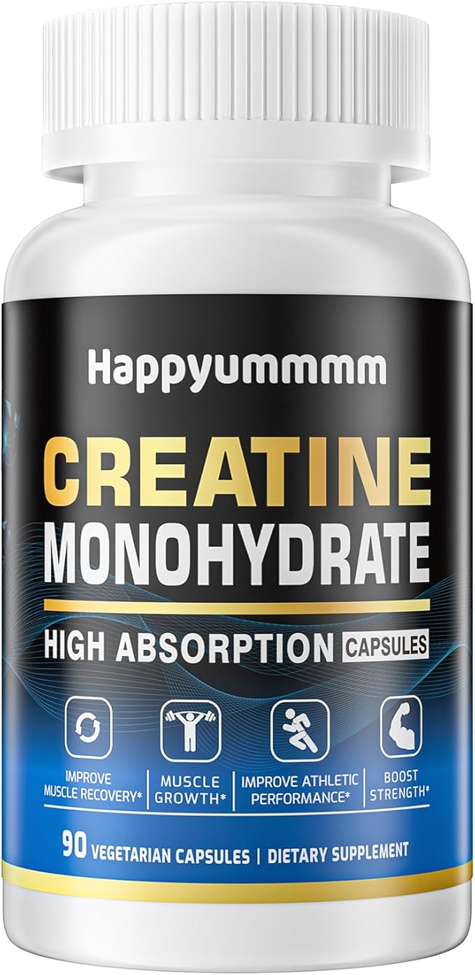 Creatine Monohydrate Capsules - Micronized Creatine Monohydrate, Creatine Pills - 3 Creatine Capsules per Serving, 2500mg, Gluten Free, 90 Capsules.