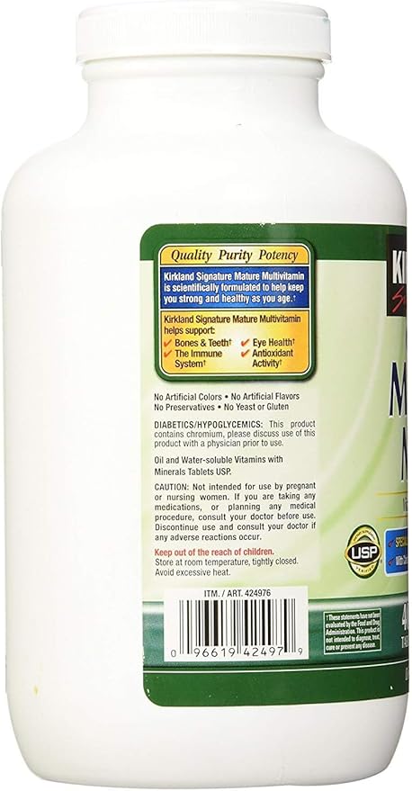 Kirkland Signature Adult 50+ Multi Vitamins & Minerals, 400 Tablets (2 Pack)