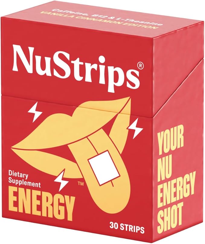 Energy | Natural, Instant Energy Strips with 50mg Caffeine, L-Theanine, Vitamin B12 | 30 Energy Strips = 30 Energy Drinks | 5X Faster Absorption (Cinnamon Vanilla)