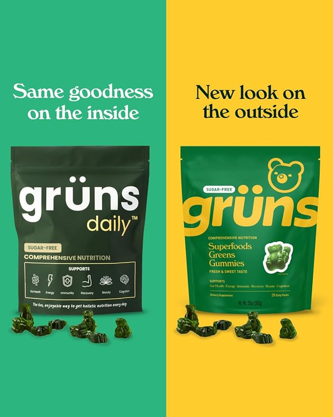 Sugar Free Super Greens Gummies: Organic Spirulina and Chlorella, Prebiotics for Digestive Health, 60+ Organic Ingredients, 20+ Vitamins and Minerals, Adaptogens, 28 Day Supply (224 Count)