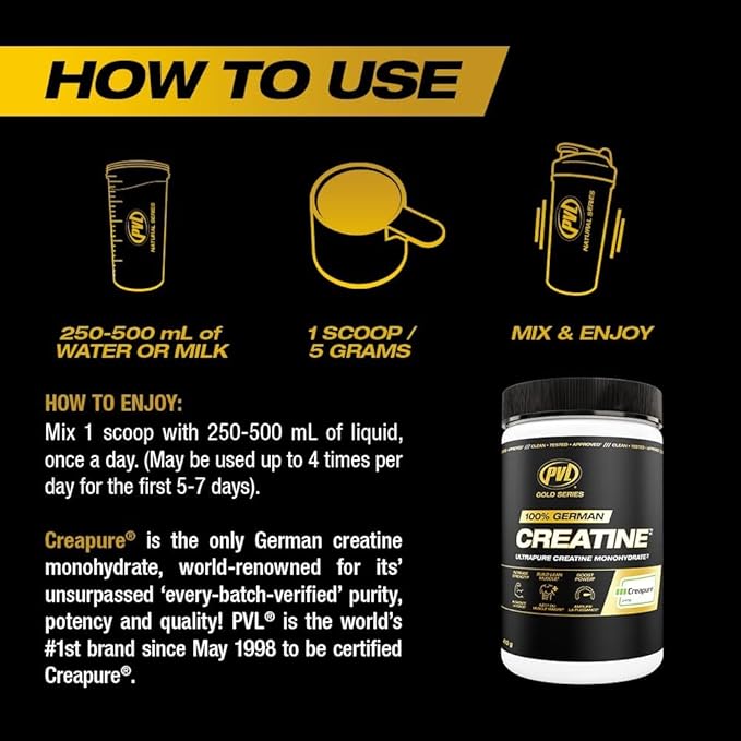 PVL Creapure Creatine - 100% Pure German Creatine monohydrate Powder - 82 Servings - 410 g