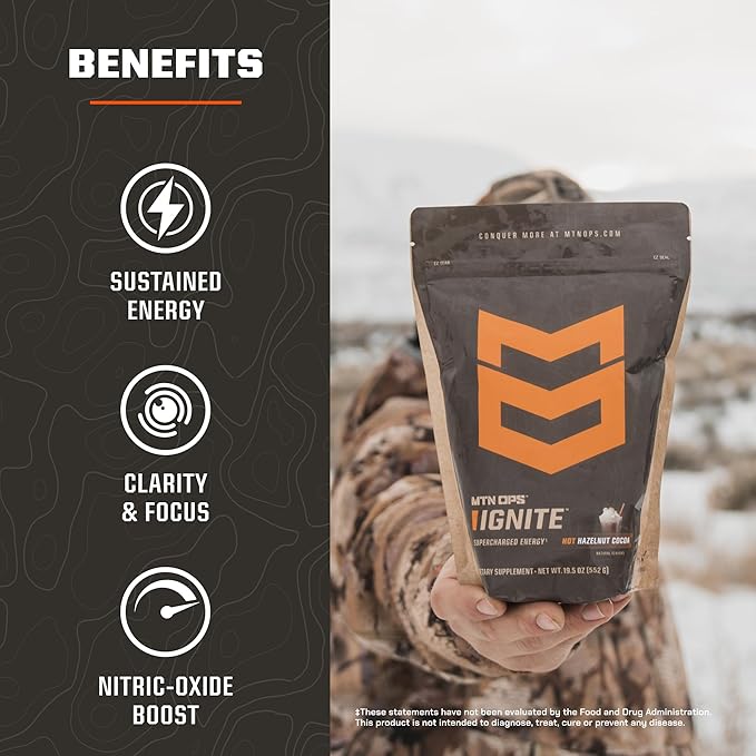 MTN OPS Hot Ignite Supercharged Energy Drink Mix Coffee Alternative, 30-Serving Bag, Salted Caramel