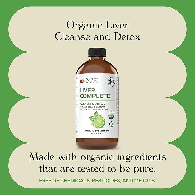 Liver Complete 16oz - Organic Liquid Liver Cleanse & Detox Supplement for High Enzymes, Fatty Liver, & Liver Support