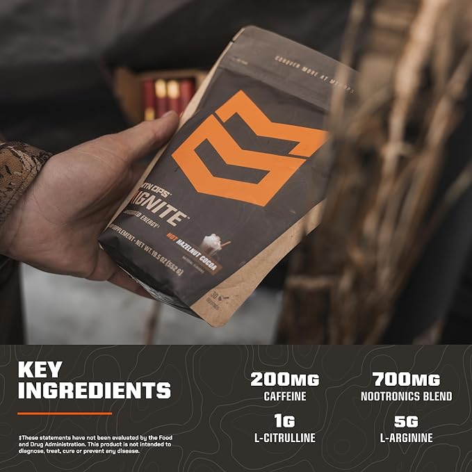 MTN OPS Hot Ignite Supercharged Energy Drink Mix Coffee Alternative, 30-Serving Bag, Salted Caramel