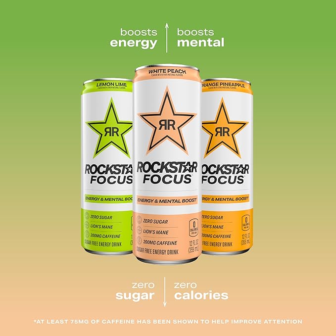 Rockstar Focus, Mixed Berry, 12 Fl Oz Cans (Pack of 12)