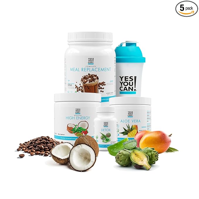 Yes You Can! Detox Plus Kit (Meal Replacement Coffee, Aloe Vera Mango) - Complete Meal Replacement Powder, High Energy Shake Booster, Aloe Vera Detox Supplement, Health Transformation