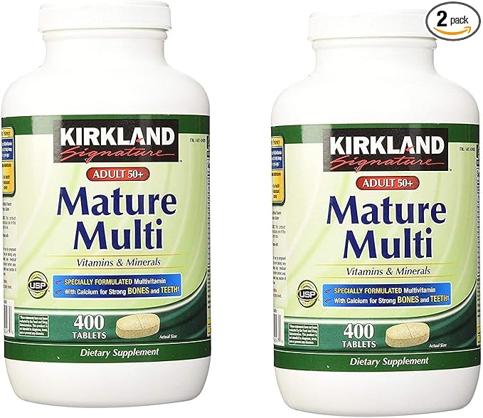 Kirkland Signature Adult 50+ Multi Vitamins & Minerals, 400 Tablets (2 Pack)