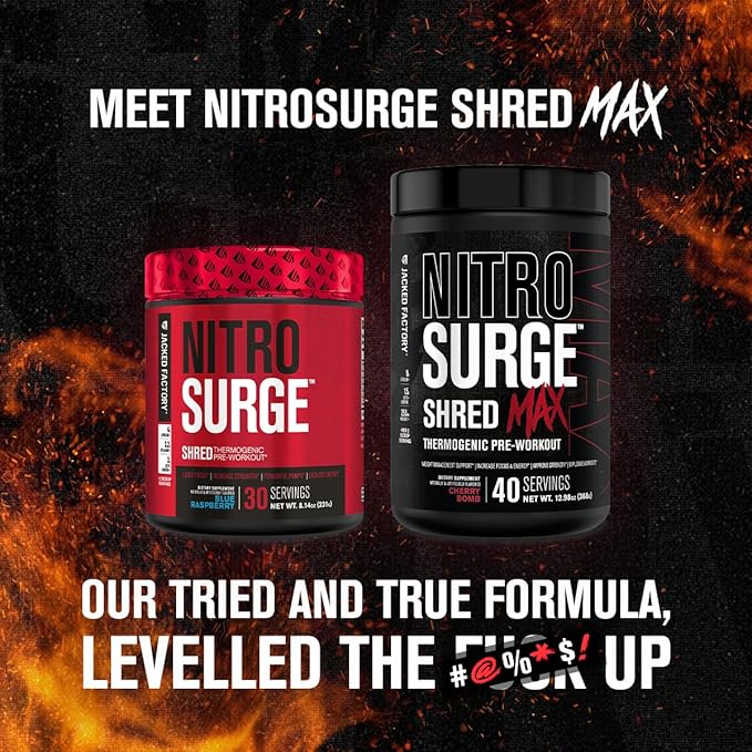 Nitrosurge Shred Max Preworkout - High-Performance Thermogenic Pre Workout Powder for Men and Women with L Citrulline, Acetyl L Carnitine, Organic Caffeine - 40 Servings, Watermelon Peach