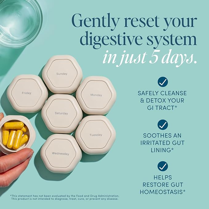 Gut Remedy Capsules (1 Monthly Cleanse) Gut Cleanse with Magnesium Citrate, Berberine, Immunolin, L-Glutamine - 5 Day Cleanse & Reset Digestive System, Remove Waste, Rebalance Gut Microbiome