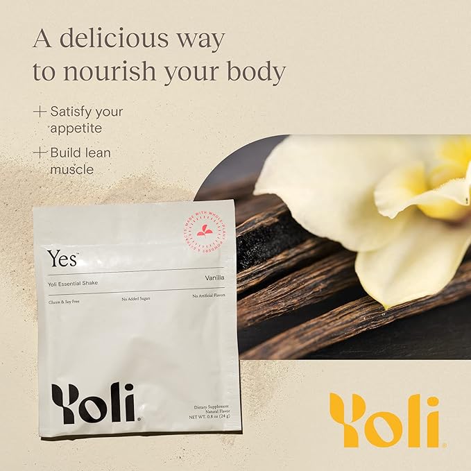 Yoli® YES Essential Shake with Whey Protein from Grass-Fed Cows - Protein Shake with 12 Grams of Protein Per Serving - Meal Replacement Shake, Vanilla