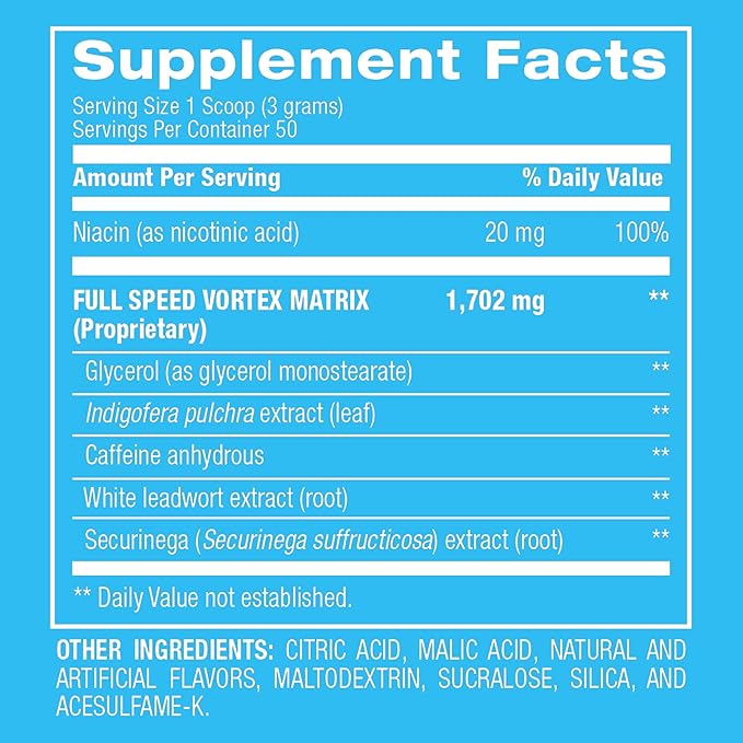BPI Sports 1.M.R Vortex Pre Workout Powder – High Stim Preworkout for Men & Women with Glycerol, Caffeine, Niacin, and Herbal Extracts – Energy, Focus & Endurance – Sour Watermelon – 50 Servings
