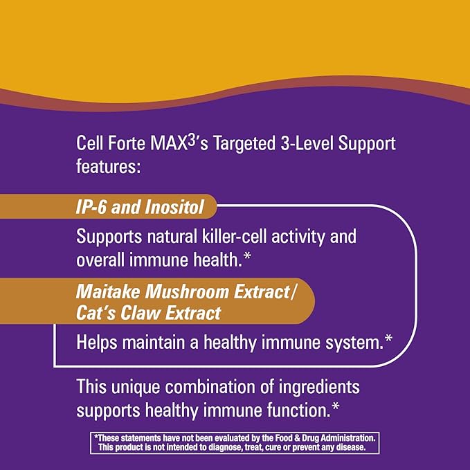 Nature's Way Cell Forté MAX3 IP-6 & Inositol with Maitake & Cat's Claw, Immune Support and Natural Killer-Cell Activity*,120 Capsules