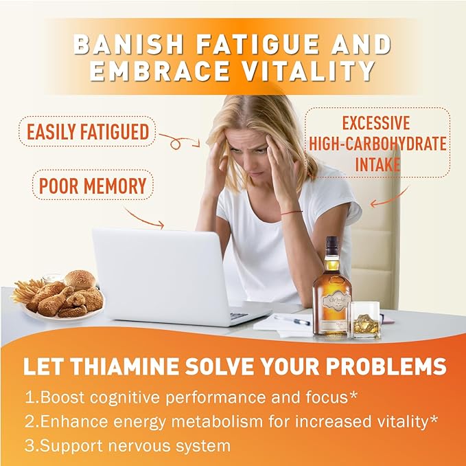 Vitamin B1 Gummies 100mg for Adults & Kids, Thiamine B1 Supplement with 600mg Calcium, Nervous System Supports & Boost Energy, Orange Flavor, Non GMO, Vegan, 120 Chewable Gummies
