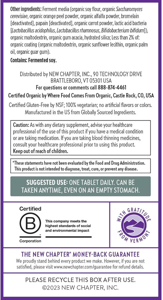 New Chapter Men's Multivitamin 40 Plus for Energy, Heart, Prostate + Immune Support with Fermented Nutrients - Every Man's One Daily 40+, Made with Organic Vegetables & Herbs, Non-GMO - 48 ct