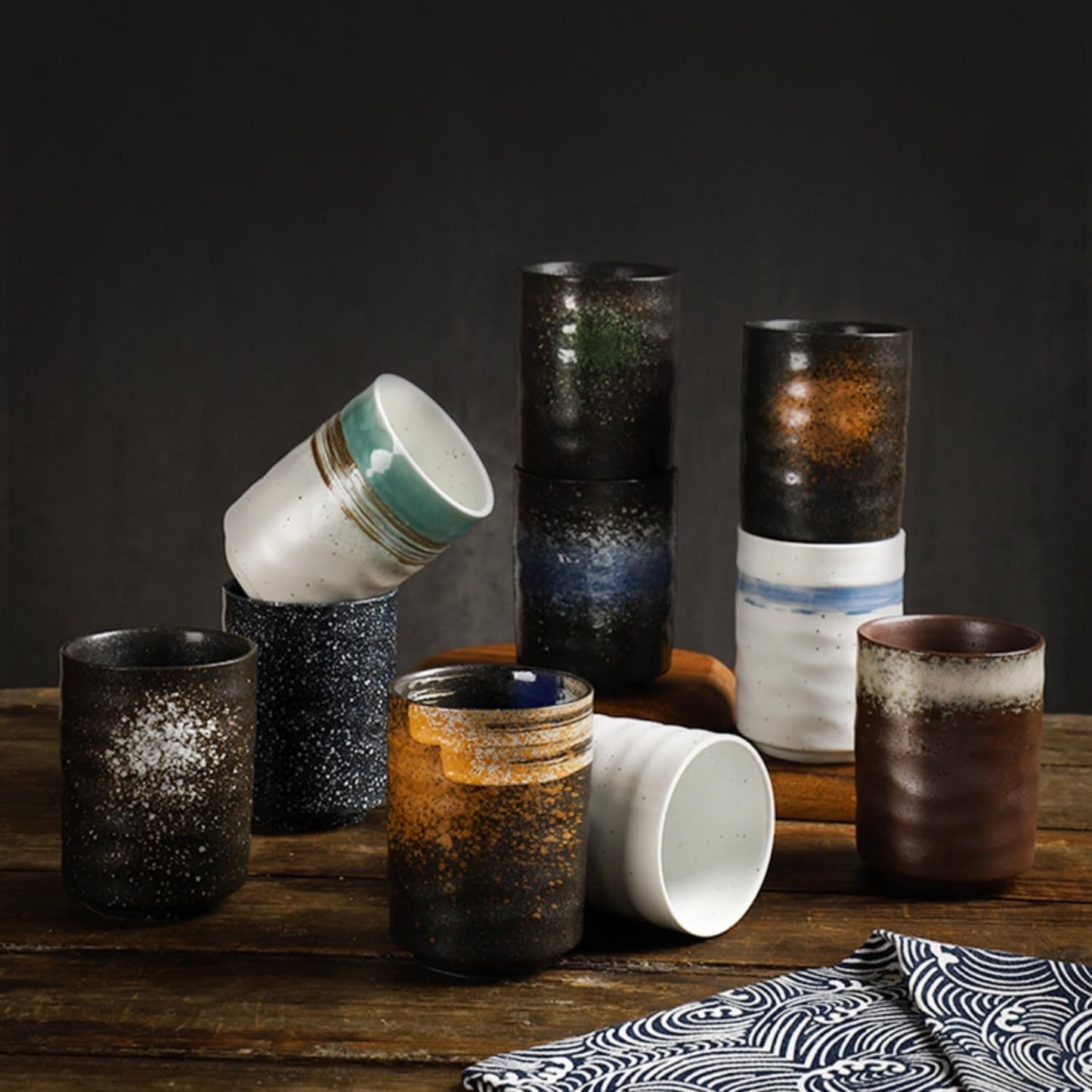 Stoneware Coffee Bar Utensil Holder Tea & Coffee Spoon & Stirrer Holder for Stir Stick Straw Teaspoon Holder Spoon Cup Small Utensil Jar (Fireworks)