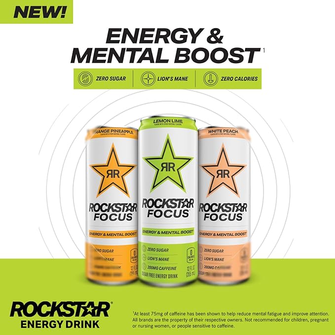 Rockstar Focus, Mixed Berry, 12 Fl Oz Cans (Pack of 12)