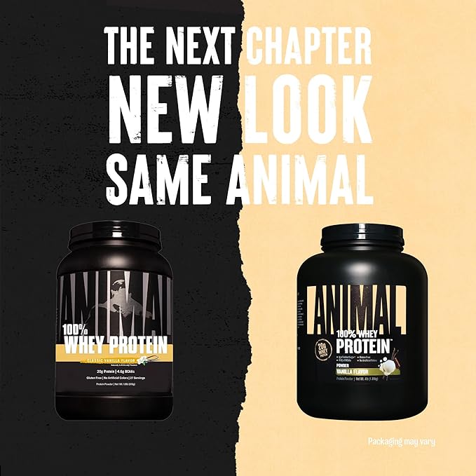 Animal 100% Whey Protein Powder – Whey Blend for Pre Workout or Post Workout, Recovery, or an Anytime Low Sugar Protein Boost Meal Replacement with BCAA Branched Chain Amino Acids – Vanilla, 4 lb