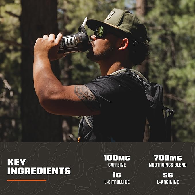 MTN OPS Ignite Lite Supercharged Energy Drink Mix - 100mg Caffeine, 45-Serving Tub, Raspberry Lemonade Flavor