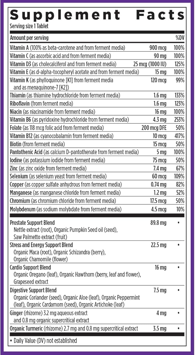 New Chapter Men's Multivitamin 40 Plus for Energy, Heart, Prostate + Immune Support with Fermented Nutrients - Every Man's One Daily 40+, Made with Organic Vegetables & Herbs, Non-GMO - 96 ct