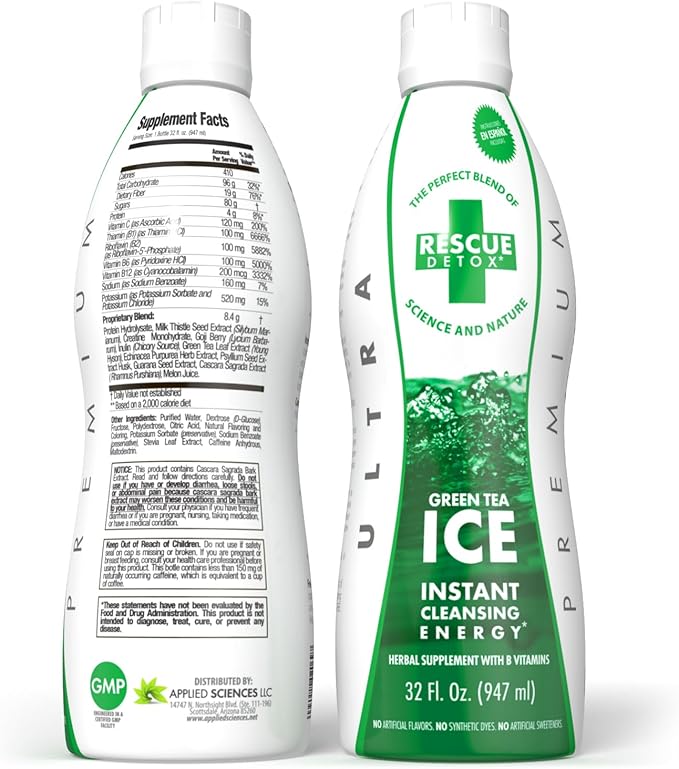Rescue Detox ICE - Green Tea Flavor - 32oz | Works in 90 Minutes
