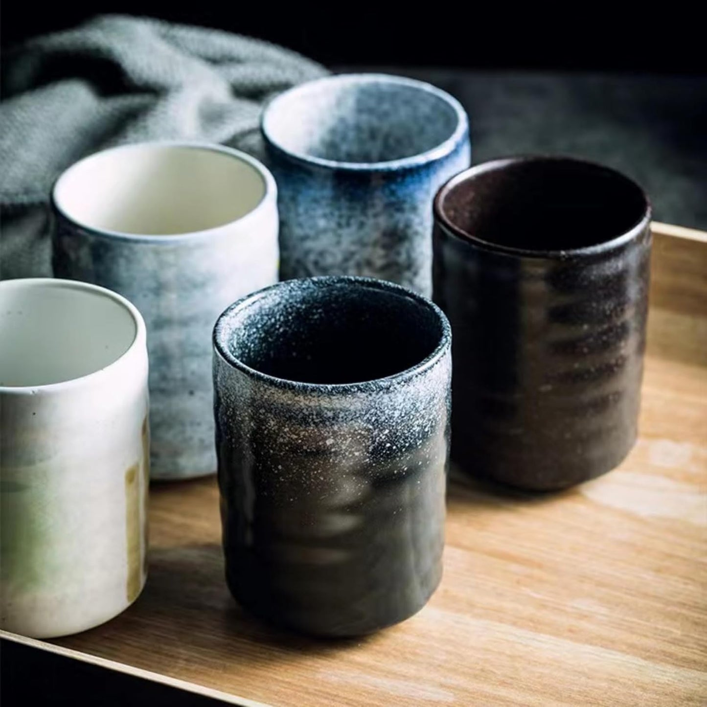 Stoneware Coffee Bar Utensil Holder Tea & Coffee Spoon & Stirrer Holder for Stir Stick Straw Teaspoon Holder Spoon Cup Small Utensil Jar (Retro Rustic Brown)