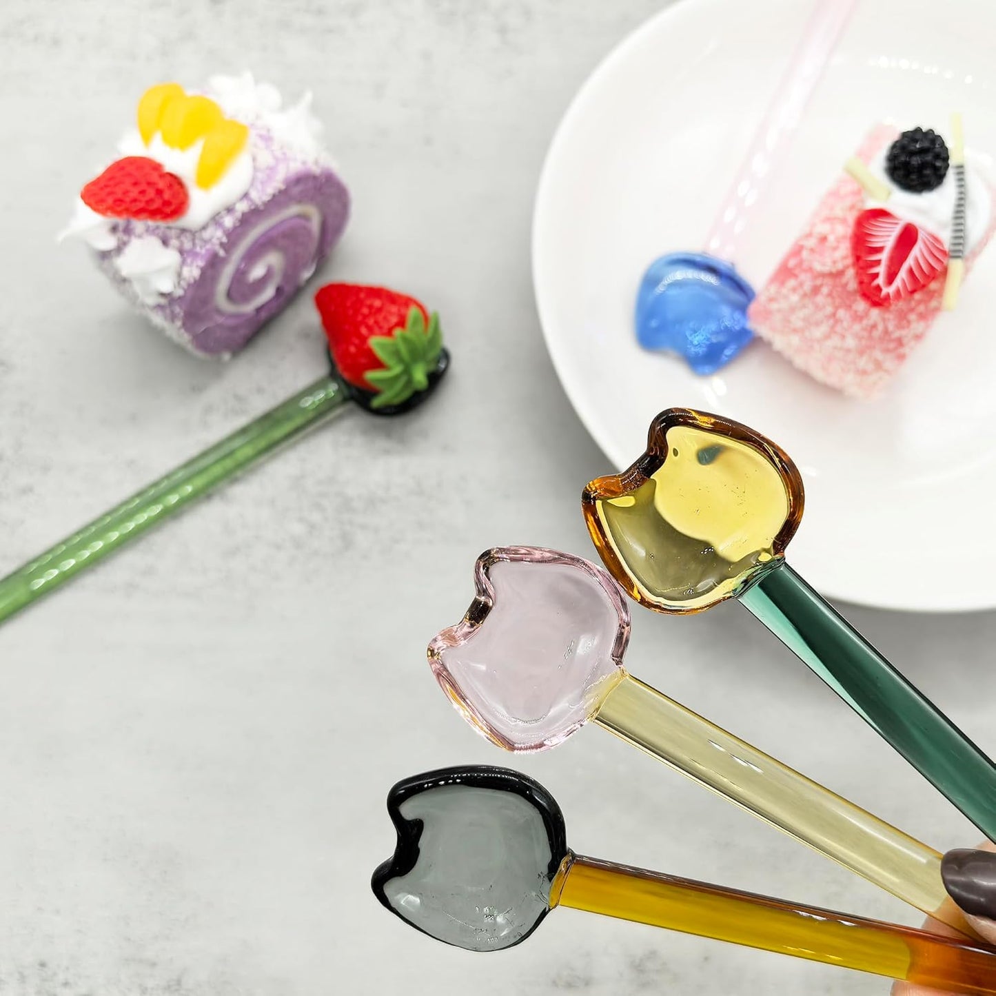 5 Pieces Coffee Spoons, Glass Coffee Stirring Spoon, Espresso Stirring Spoon, Coffee Teaspoons, 6inch Coffee Stirrers for Tea Cocktail Milkshake Cold Drink Home Bar Party