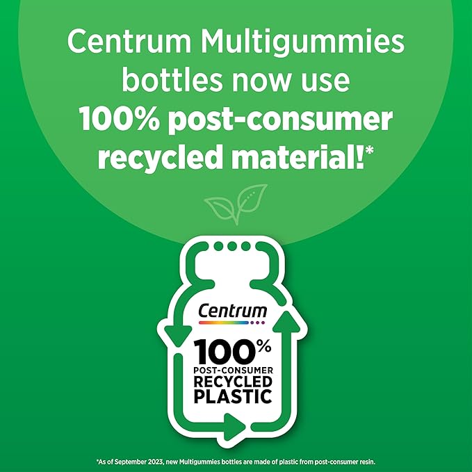 Centrum MultiGummies Multi+ Omega 3 Dual Action, Adult Multivitamin, Multivitamin/Multimineral/Omega 3 Supplement, Strawberry/Lemon/Orange Flavors - 110 Count