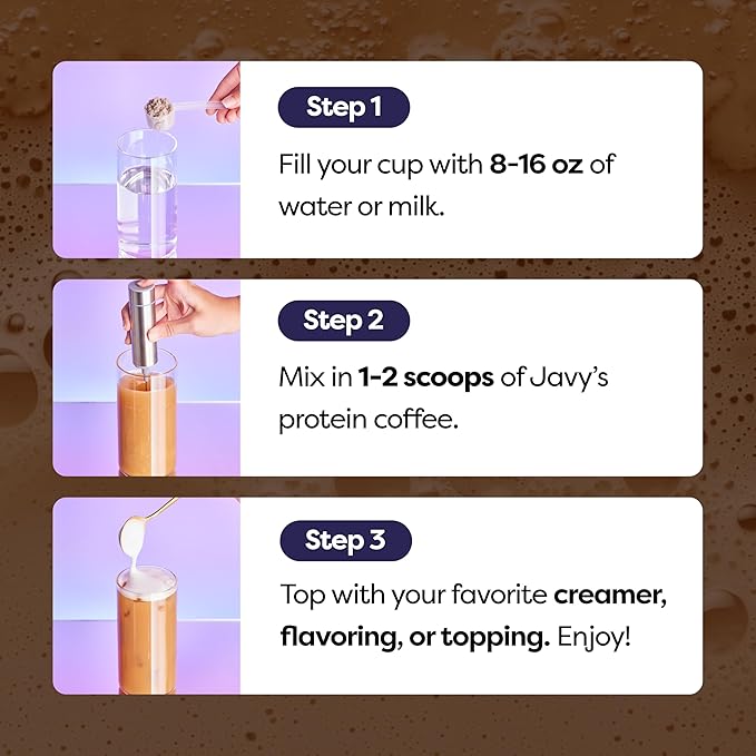 Javy French Vanilla Protein Coffee - Premium Whey Protein & Instant Iced Coffee - 100% Arabica Coffee - Zero Artificial Flavors & Sweeteners, 6 Servings