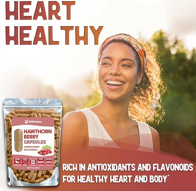 Hawthorn Berry Powder Capsules - 360 Count (6 Month Supply) - Premium Hawthorn Berry Capsules for Cardiovascular Support - Hawthorne Berry Powder - An Ideal Hawthorne Supplement for Men and Women