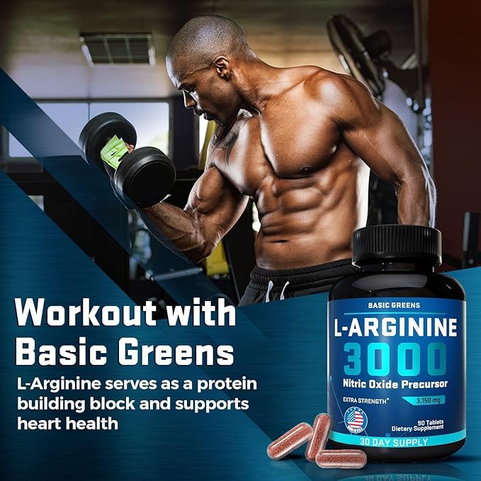 L Arginine 3,150mg (90 Capsules) - L-Arginine Supplement for Men and Women with Nitric Oxide Precursor, LArginine Supplement