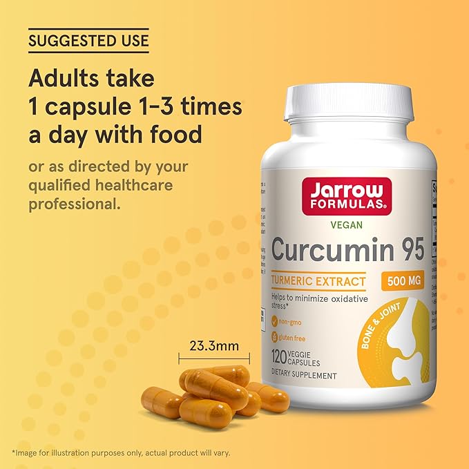 Jarrow Formulas Curcumin 95 500 mg,Turmeric Curcumin Extract for Antioxidant Support, Bone and Joint Support Dietary Supplement,120 Veggie Capsules,Up to 120 Servings, Pack of 12