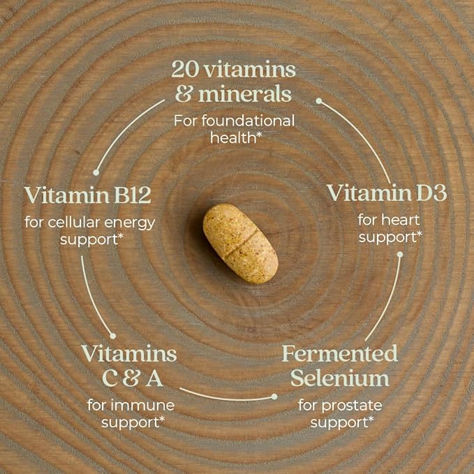 New Chapter Men's Multivitamin 40 Plus for Energy, Heart, Prostate + Immune Support with Fermented Nutrients - Every Man's One Daily 40+, Made with Organic Vegetables & Herbs, Non-GMO - 48 ct