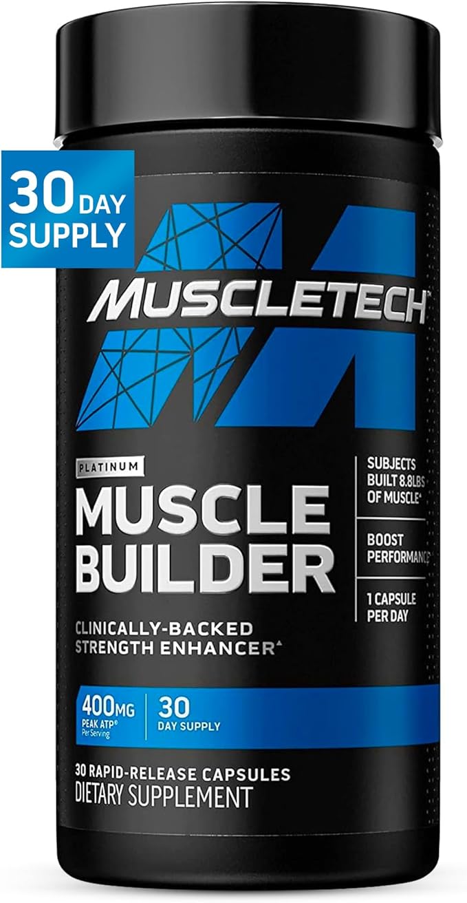 Muscletech Nitric Oxide Supplements for Men & Women, Muscle Builder (30 Capsules) - Nitric Oxide Booster Supplement Supports Muscle Gain & Performance - 400mg Peak ATP for Enhanced Strength