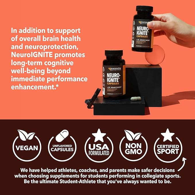NeuroIgnite Brain Supplements for Memory and Focus Support with St Johns Wort & Ginkgo Biloba - Nootropics Brain Support Supplement - Cognitive & Memory Supplement for Brain Health - 2 Month Supply