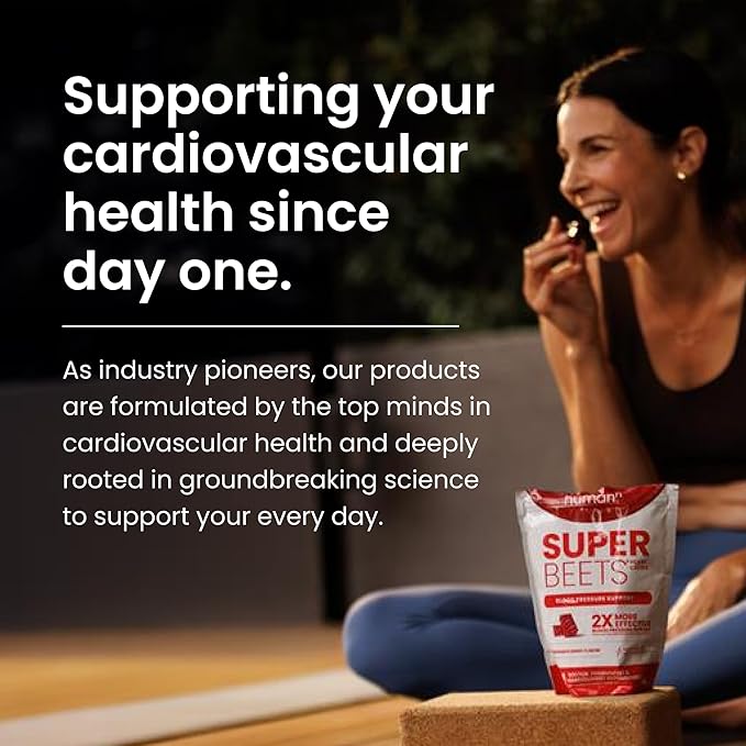 humanN SuperBeets Heart Chews, Nitric Oxide and Blood Pressure Support, Grape Seed Extract & Non-GMO Beet Root Powder Energy Chews, Super Beets Heart Chews, Pomegranate Berry Flavor, 180 Count