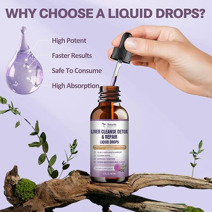 Liver Cleanse Detox & Repair Liquid,1100mg Milk Thistle Supplement Dandelion Root and 16+ Herbs for Liver Support Active Liver Health Formula No Sugar Vegan Non-GMO All-Natural 2 Fl Oz (Pack of 2