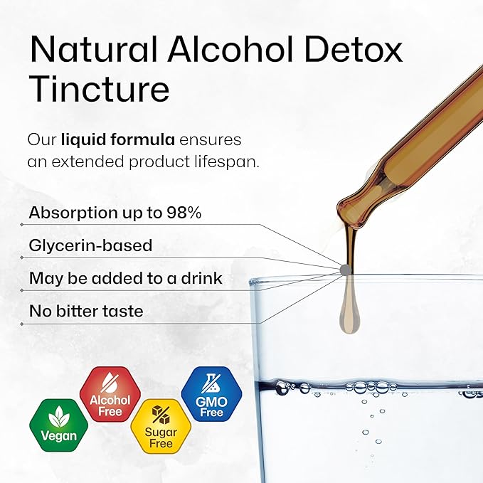 BIO KRAUTER Alcohol Detox Tincture - Liver Cleanse & Detox Formula - Milk Thistle & Dandelion - Liver Support Liquid Extract - Alcohol and Sugar Free - Vegan Liver Detox Drops 2 Fl.Oz.